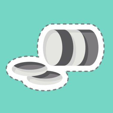 Etiket çizgisi pastırmayı kesti. Piknik sembolüyle ilgili. Basit dizayn edilebilir. Basit resimleme