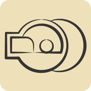 Simge tomografisi. Tıbbi sembolle ilgili. El çizimi tarzı. Basit dizayn edilebilir. Basit resimleme