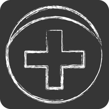 Simge Eczanesi. Tıbbi sembolle ilgili. Tebeşir stili. Basit dizayn edilebilir. Basit resimleme