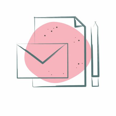 Simge Kırtasiyesi. Yaratıcı Kavram sembolüyle ilgili. Renkli Leke Biçimi. Basit dizayn edilebilir. Basit resimleme