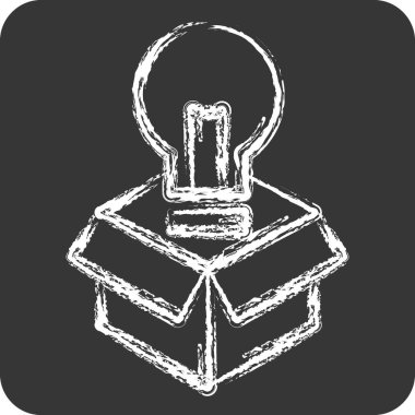 Simge Paketleme Tasarımı. Yaratıcı Kavram sembolüyle ilgili. Tebeşir stili. Basit dizayn edilebilir. Basit resimleme