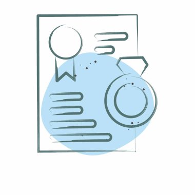 Simge Sertifikası. Mücevher sembolüyle ilgili. Renkli Leke Biçimi. Basit dizayn edilebilir. Basit resimleme