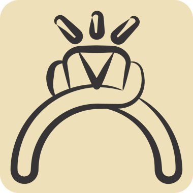 Simge halkası. Mücevher sembolüyle ilgili. El çizimi tarzı. Basit dizayn edilebilir. Basit resimleme