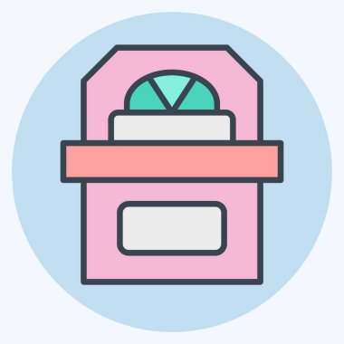 Simge Dükkanı. Mücevher sembolüyle ilgili. renk arkadaşı stili. Basit dizayn edilebilir. Basit resimleme