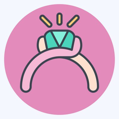 Simge halkası. Mücevher sembolüyle ilgili. renk arkadaşı stili. Basit dizayn edilebilir. Basit resimleme