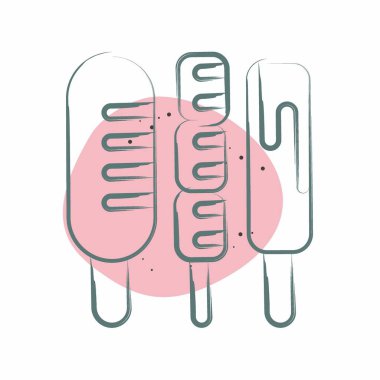 Simge sosisi. Fast Food sembolüyle ilgili. Renkli Leke Biçimi. Basit dizayn edilebilir. Basit resimleme