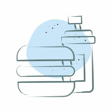 Simge Sosisli Ekmek. Fast Food sembolüyle ilgili. Renkli Leke Biçimi. Basit dizayn edilebilir. Basit resimleme