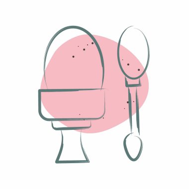 Icon haşlanmış yumurta. Fast Food sembolüyle ilgili. Renkli Leke Biçimi. Basit dizayn edilebilir. Basit resimleme