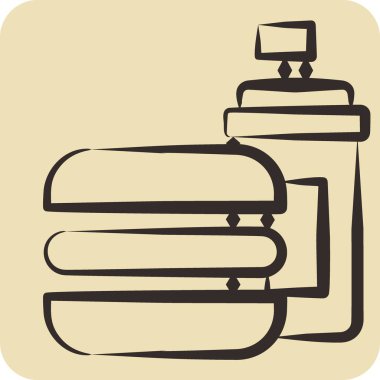 Simge Sosisli Ekmek. Fast Food sembolüyle ilgili. El çizimi tarzı. Basit dizayn edilebilir. Basit resimleme