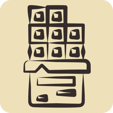 Icon Çikolata. Fast Food sembolüyle ilgili. El çizimi tarzı. Basit dizayn edilebilir. Basit resimleme