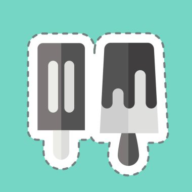 Çıkartma çizgisi Ice Pop 'u kesti. Fast Food sembolüyle ilgili. Basit dizayn edilebilir. Basit resimleme