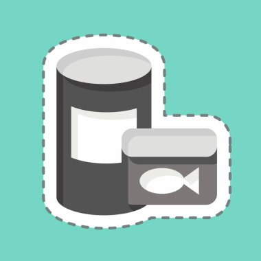 Etiket şeridi Caned Food 'u kesti. Fast Food sembolüyle ilgili. Basit dizayn edilebilir. Basit resimleme