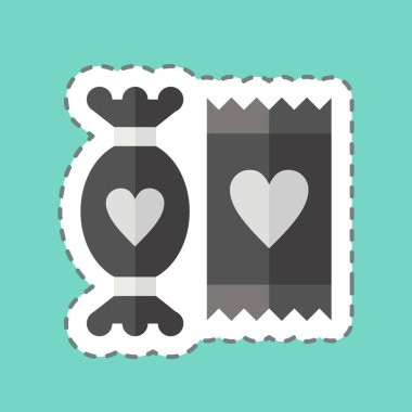 Çıkartma çizgisi Candy 'yi kesti. Fast Food sembolüyle ilgili. Basit dizayn edilebilir. Basit resimleme