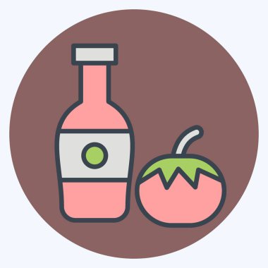 Simge ketçap. Fast Food sembolüyle ilgili. renk arkadaşı stili. Basit dizayn edilebilir. Basit resimleme