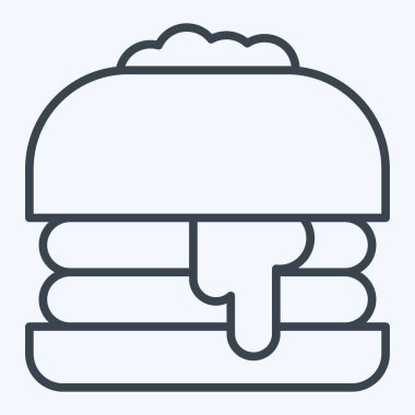 İkon Hamberger. Fast Food sembolüyle ilgili. Sıra tarzı. Basit dizayn edilebilir. Basit resimleme