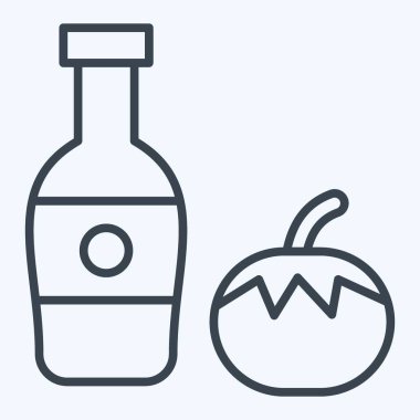 Simge ketçap. Fast Food sembolüyle ilgili. Sıra tarzı. Basit dizayn edilebilir. Basit resimleme