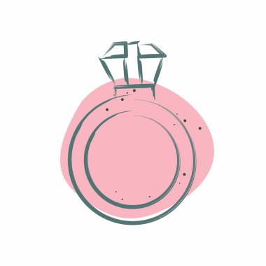 Simge Elmas Yüzüğü. Moda sembolüyle ilgili. Renkli Leke Biçimi. Basit dizayn edilebilir. Basit resimleme