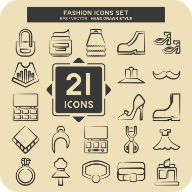 Simge Ayarlama Moda. Güzellik sembolüyle ilgili. El çizimi tarzı. Basit dizayn edilebilir. Basit resimleme