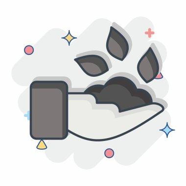 Icon Bitki Bakımı. Ekoloji sembolüyle ilgili. Çizgi roman. Basit dizayn edilebilir. Basit resimleme