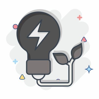 Icon Çevre Enerjisi. Ekoloji sembolüyle ilgili. Çizgi roman. Basit dizayn edilebilir. Basit resimleme