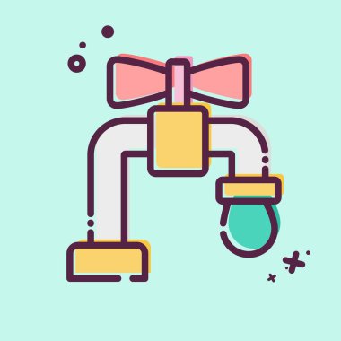 Simge Musluğu. Ekoloji sembolüyle ilgili. MBE tarzı. Basit dizayn edilebilir. Basit resimleme