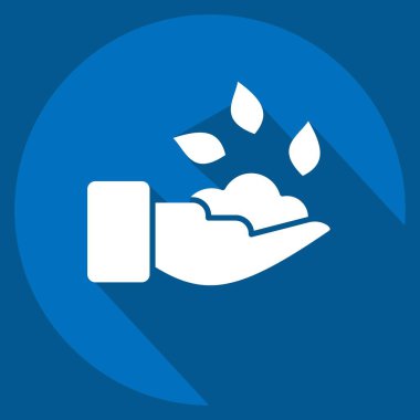 Icon Bitki Bakımı. Ekoloji sembolüyle ilgili. Uzun gölge tarzı. Basit dizayn edilebilir. Basit resimleme