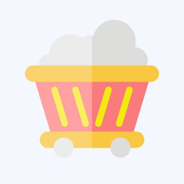 Simge Kömür Arabası. Ekoloji sembolüyle ilgili. Düz stil. Basit dizayn edilebilir. Basit resimleme