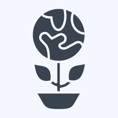 İkon Eko Gezegeni. Ekoloji sembolüyle ilgili. Kabartma tarzı. Basit dizayn edilebilir. Basit resimleme