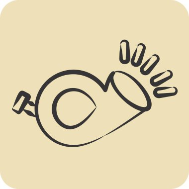 Simge boynuzu. Postane sembolüyle ilgili. El çizimi tarzı. Basit dizayn edilebilir. Basit resimleme