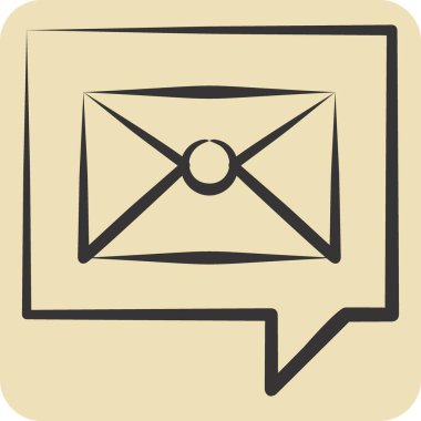 Simge Diyalogu. Postane sembolüyle ilgili. El çizimi tarzı. Basit dizayn edilebilir. Basit resimleme