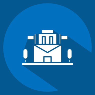 Simge Postanesi. Postane sembolüyle ilgili. Uzun gölge tarzı. Basit dizayn edilebilir. Basit resimleme