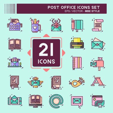 Simge Ayarlı Postane. Eğitim sembolüyle ilgili. MBE tarzı. Basit dizayn edilebilir. Basit resimleme