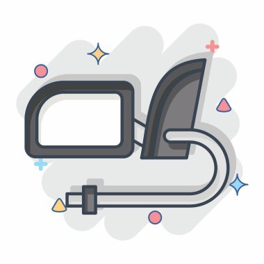 Simge Kanadı Aynası. Garaj sembolüyle ilgili. Çizgi roman. Basit dizayn edilebilir. Basit resimleme