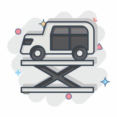 Icon Araba Jack. Garaj sembolüyle ilgili. Çizgi roman. Basit dizayn edilebilir. Basit resimleme