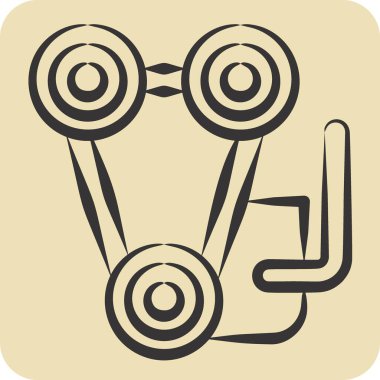 Simge Motoru. Garaj sembolüyle ilgili. El çizimi tarzı. Basit dizayn edilebilir. Basit resimleme