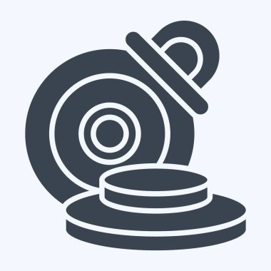 Simge Disk Fren pedleri. Garaj sembolüyle ilgili. Kabartma tarzı. Basit dizayn edilebilir. Basit resimleme