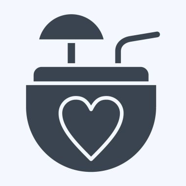 İkon Hindistan cevizi. Süt ve içecek sembolüyle ilgili. Kabartma tarzı. Basit dizayn edilebilir. Basit resimleme