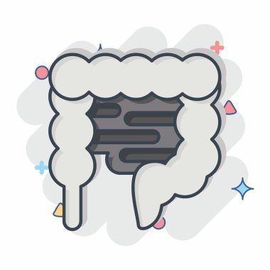 Icon bağırsağı. İnsan Organı sembolüyle ilgili. Çizgi roman. Basit dizayn edilebilir. Basit resimleme