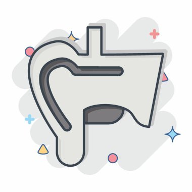 İkon Kulak. İnsan Organı sembolüyle ilgili. Çizgi roman. Basit dizayn edilebilir. Basit resimleme