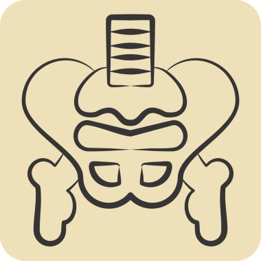 Simge leğen kemiği. İnsan Organı sembolüyle ilgili. El çizimi tarzı. Basit dizayn edilebilir. Basit resimleme