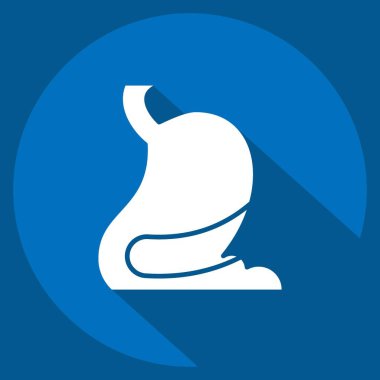 İkon Mide. İnsan Organı sembolüyle ilgili. Uzun gölge tarzı. Basit dizayn edilebilir. Basit resimleme