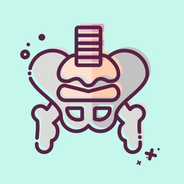 Simge leğen kemiği. İnsan Organı sembolüyle ilgili. MBE tarzı. Basit dizayn edilebilir. Basit resimleme