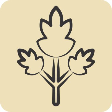 Icon Maydanoz. Baharat sembolüyle ilgili. El çizimi tarzı. Basit dizayn edilebilir. Basit resimleme