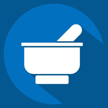 Icon Spice Bowl 'da. Baharat sembolüyle ilgili. Uzun gölge tarzı. Basit dizayn edilebilir. Basit resimleme