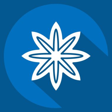 Icon Star Anise. Baharat sembolüyle ilgili. Uzun gölge tarzı. Basit dizayn edilebilir. Basit resimleme