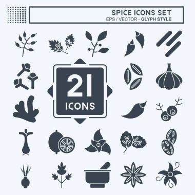 Icon Set Spice. Sebze sembolüyle ilgili. Kabartma tarzı. Basit dizayn edilebilir. Basit resimleme