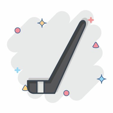 Simge Hokey Sopası. Hokey Spor Sembolü ile ilgili. Çizgi roman. Basit tasarım düzenlenebilir