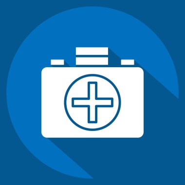 Simge ilk yardım kiti. Hokey Spor Sembolü ile ilgili. Uzun gölge tarzı. Basit tasarım düzenlenebilir