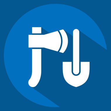 Simge Araçları. Boş ve Seyahat sembolüyle ilgili. Uzun gölge tarzı. Basit tasarım çizimi.