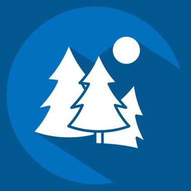 Simge Ormanı. Boş ve Seyahat sembolüyle ilgili. Uzun gölge tarzı. Basit tasarım çizimi.